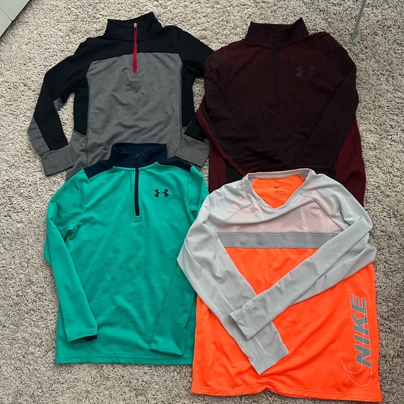 Under Armour Other - Under Armour Boys Long Sleeve Quarter‑Zip Tops - Teal, Charcoal, Maroon